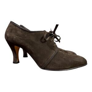 Salvatore Ferragamo Vintage Lace Up Heel Velvet Suede Women size 7.5 B